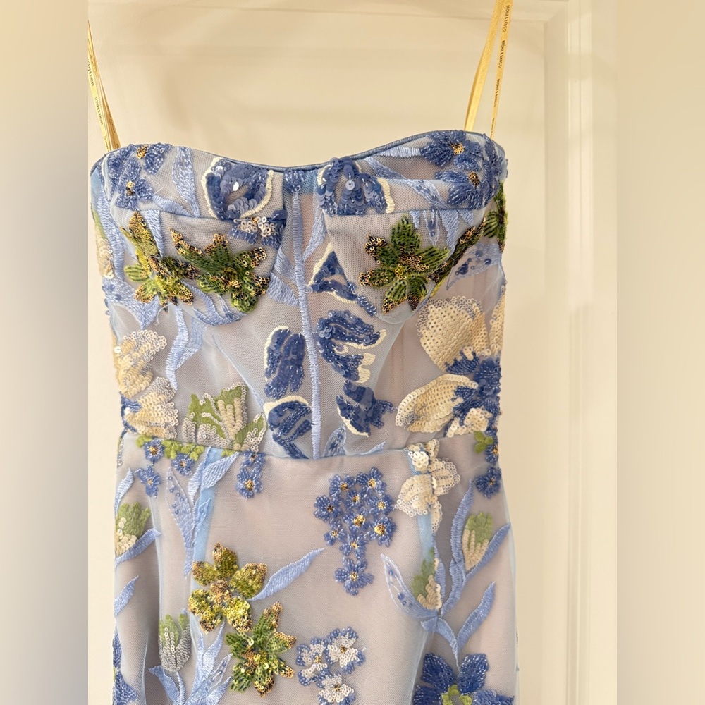 NWOT Bronx and Banco Dahlia Sequin Floral Column Gown IN Baby Blue - Picture 12 of 16